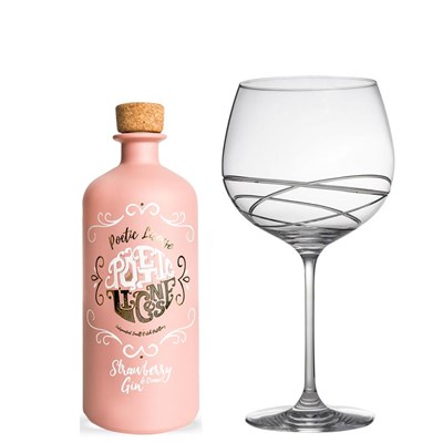 Poetic License Strawberries &amp; Cream Gin 70cl And Single Gin and Tonic Skye Copa Glass